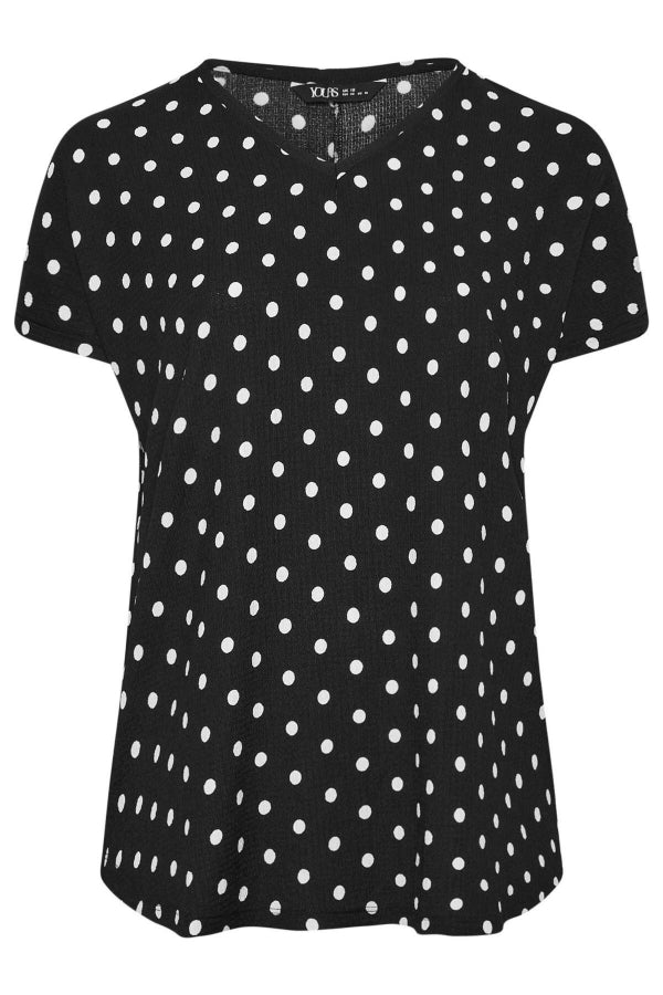 Büyük Beden Kısa Kollu V Yaka Puantiyeli Bluz 303497 Vervegrand