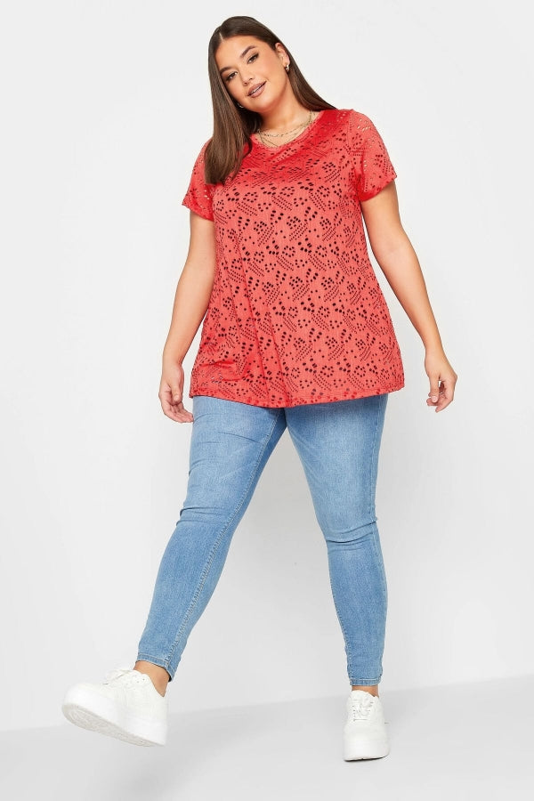 Büyük Beden Dantel Detaylı V Yaka Astarsız Bluz 321027 Vervegrand