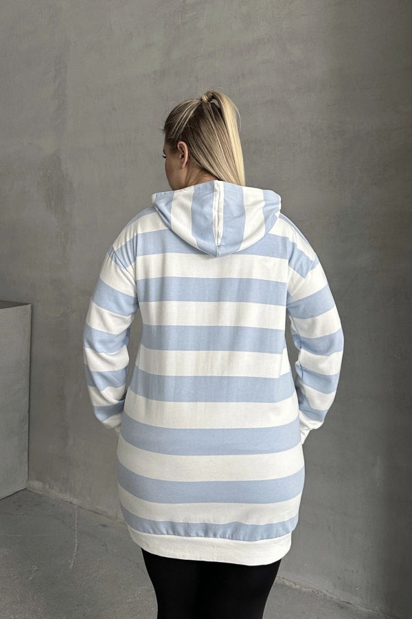 Büyük Beden Uzun Kollu Kapüşonlu Cepli Fermuarlı Hırka 74-104 Vervegrand