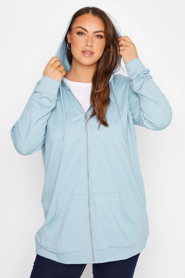 Büyük Beden Boydan Fermuarlı Cepli Uzun Kollu Kapüşonlu Sweatshirt 173417 Vervegrand
