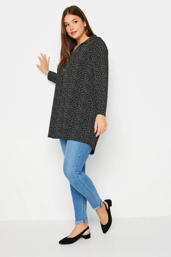 Büyük Beden Desenli Uzun Kollu Uzun Kesim Gömlek 303139 Vervegrand