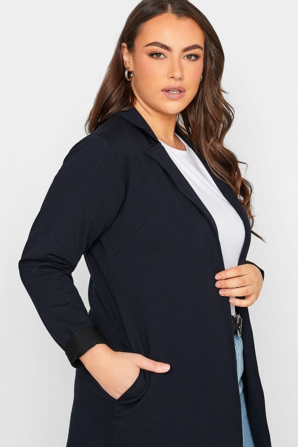 Büyük Beden Cepli Uzun Kollu Düğmesiz İnce Blazer Ceket 301320 Vervegrand