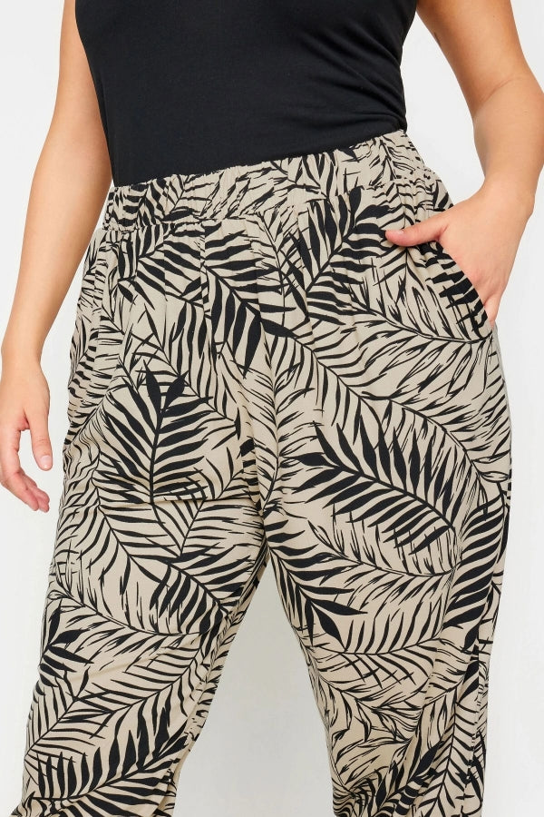Vervegrand büyük beden yaprak desenli jogger pantolon paça detayı