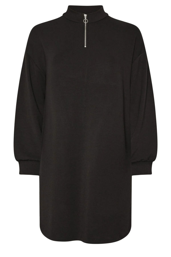 Büyük Beden Yumuşak Dokulu Uzun Kollu Yakası Fermuarlı Kısa Elbise 303760 Vervegrand