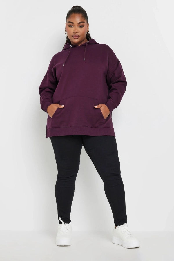 Vervegrand büyük beden mor sweatshirt yan cep detayı