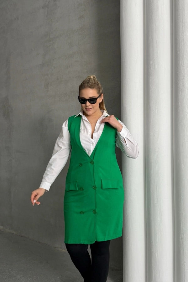 Büyük Beden Sıfır Kol Önü Düğmeli Cep Görünümlü Hırka 300860 Vervegrand