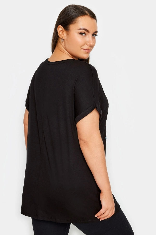 Büyük Beden Bisiklet Yaka Kısa Kollu Baskılı T-shirt 302847 Vervegrand