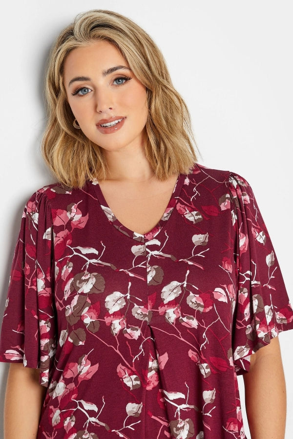 Büyük Beden V Yaka Desenli Asimetrik Kesim Likralı Bluz 302484 Vervegrand