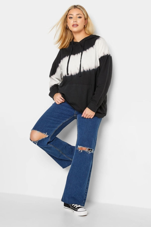 Büyük Beden Batik Desenli Önü Cepli Kapüşonşlu Sweatshirt 172208 Vervegrand