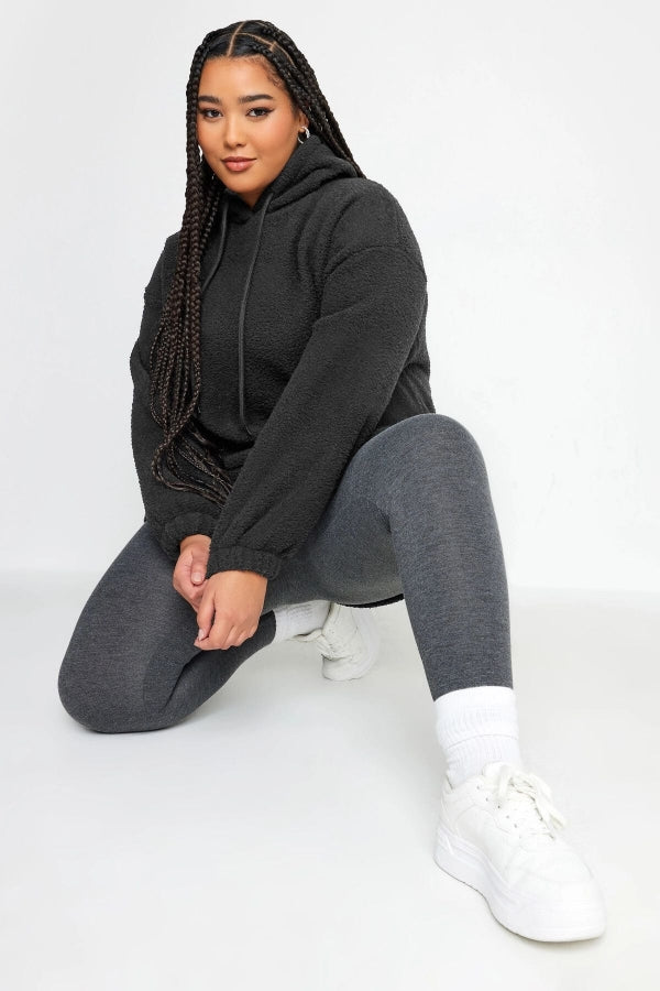 Büyük Beden Uzun Kollu Kapüşonlu Yumuşak Dokulu Polar Sweatshirt 302778 Vervegrand