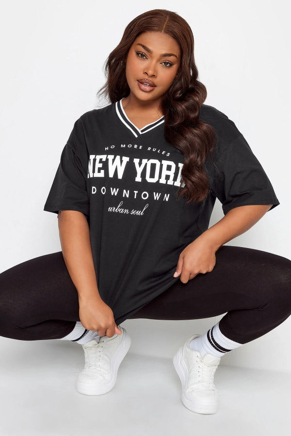 Vervegrand büyük beden siyah t-shirt kombin örneği manken üzerinde