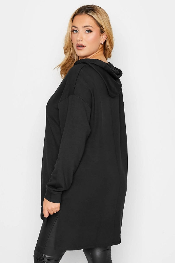Büyük Beden Kapüşonlu Yırtmaç Detaylı Uzun Kollu Sweatshirt 301171 Vervegrand
