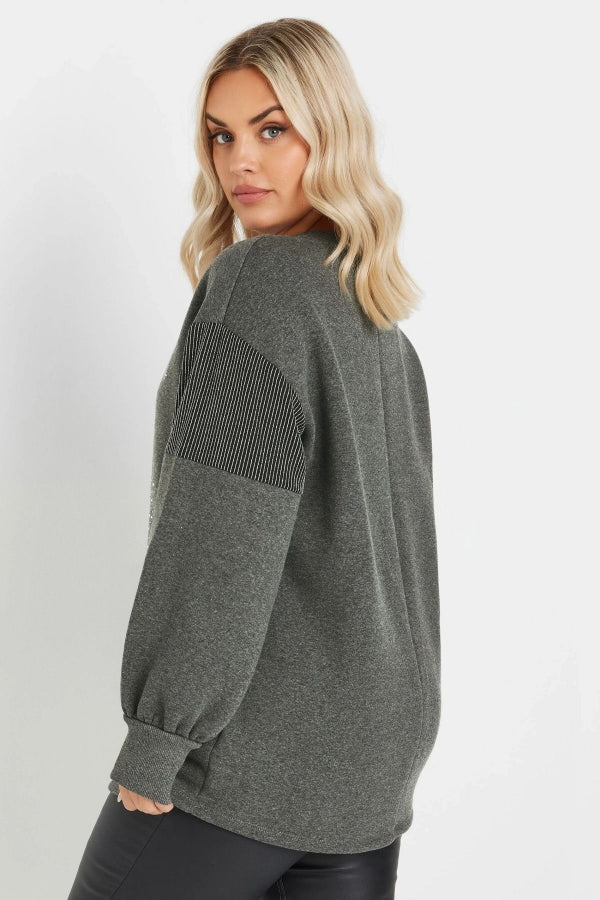 Büyük Beden Yılbaşı Temalı Bisiklet Yaka Uzun Balon Kollu Sweatshirt 303748 Vervegrand