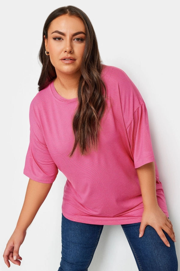Büyük Beden Bisiklet Yaka Yarım Kollu Uzun Kesim T-shirt 302544 Vervegrand