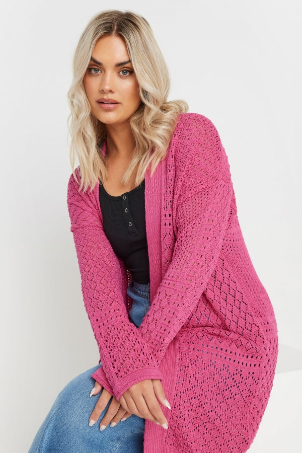 Büyük Beden Uzun Kollu Önü Kapamasız Uzun Dantel Hırka 302324 Vervegrand