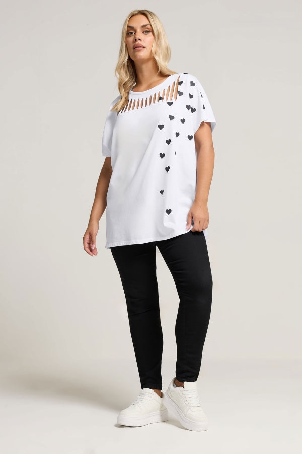 Büyük Beden Kısa Kollu Bisiklet Yaka Baskılı T-shirt 304345 Vervegrand