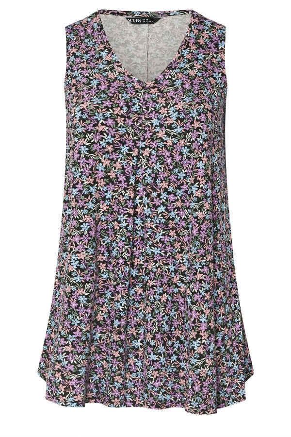 Büyük Beden Sıfır Kol V Yaka Çiçek Desenli Eteği Bollaşan Bluz 303420 Vervegrand