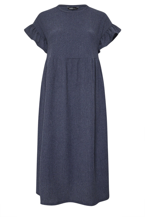 Büyük Beden Bisiklet Yaka Kısa Kollu Fırfırlı Uzun Elbise 270342 Elbise Vervegrand