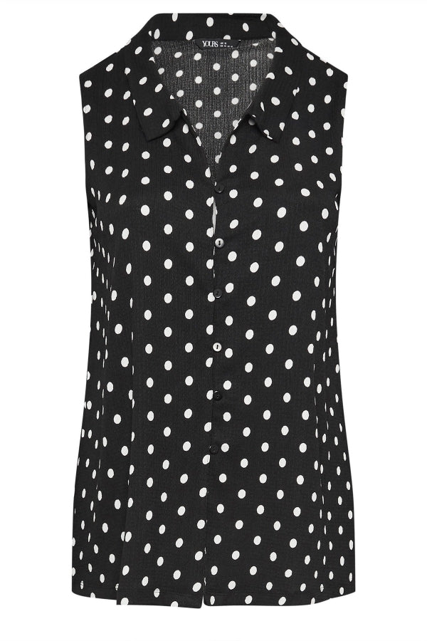 Büyük Beden Polo Yaka Sıfır Kol Düğmeli Puantiyeli T-shirt 303958 T-shirt Vervegrand