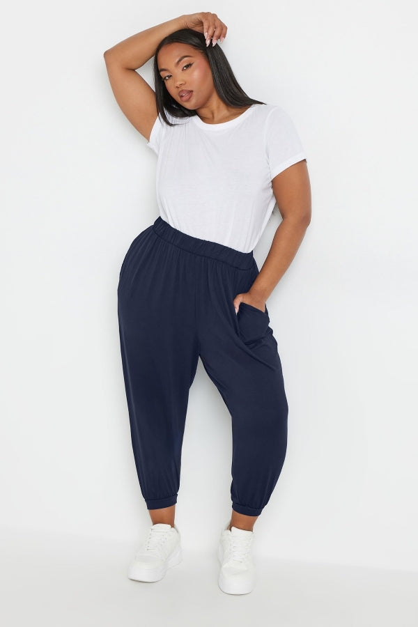 Büyük Beden Beli ve Paçası Lastikli Cepli Havuç Kesim Pantolon 144780 Pantolon Vervegrand