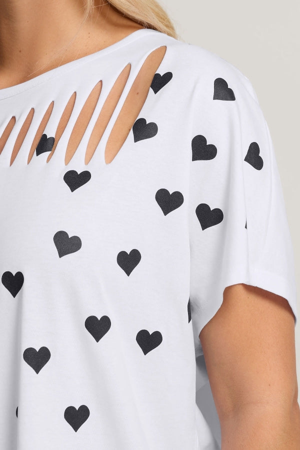 Büyük Beden Kısa Kollu Bisiklet Yaka Baskılı T-shirt 304345 Vervegrand