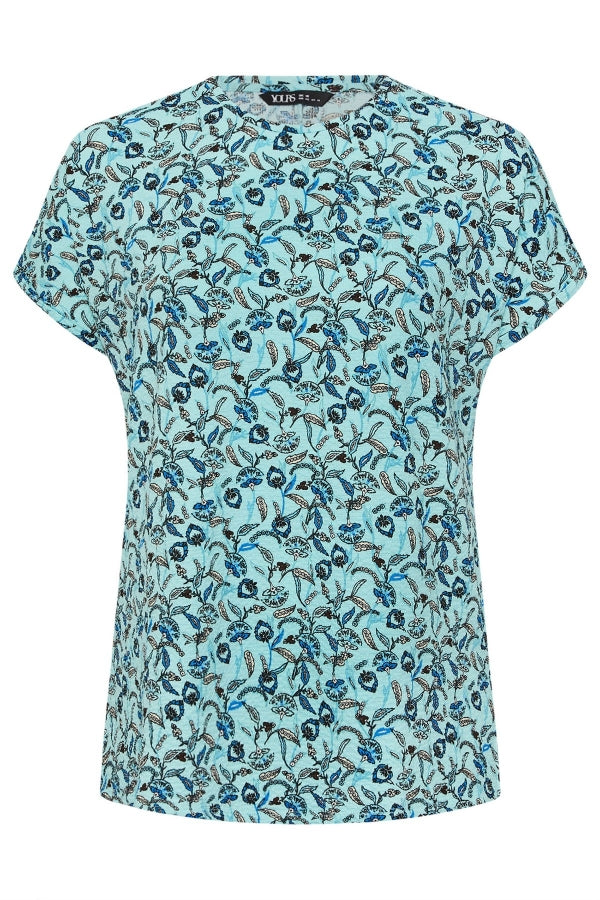 Büyük Beden Kısa Kollu Bisiklet Yaka Çini Desenli T-shirt 304190 T-shirt Vervegrand