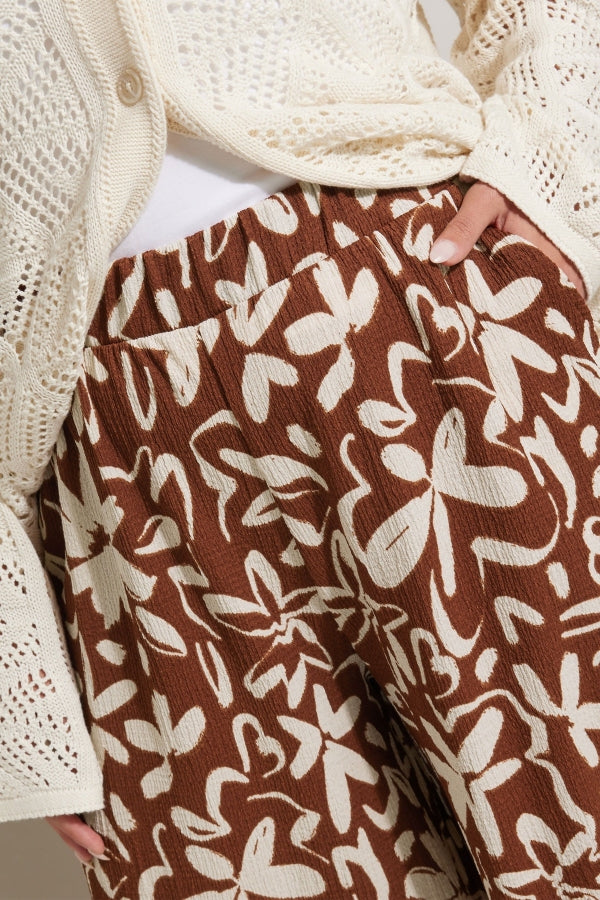 Büyük Beden Beli Lastikli Cepli Çiçek Desenli Kapri Pantolon 145293 Pantolon Vervegrand