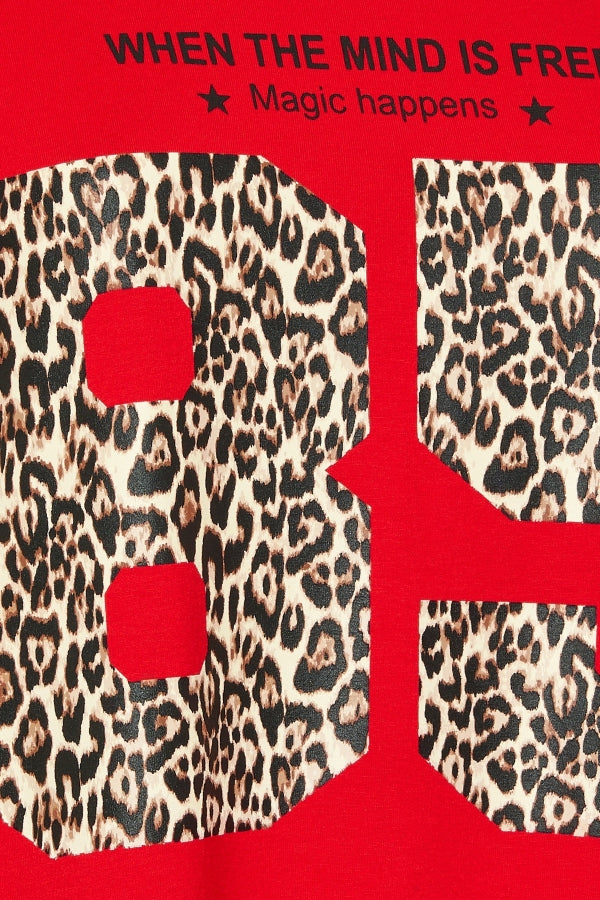 Büyük Beden Bisiklet Yaka Kısa Kollu Baskılı T-shirt 304173 T-shirt Vervegrand