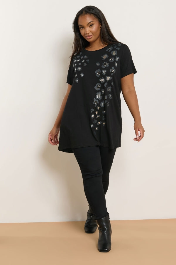 Büyük Beden Kısa Kollu Bisiklet Yaka Baskılı T-shirt 322959 Vervegrand