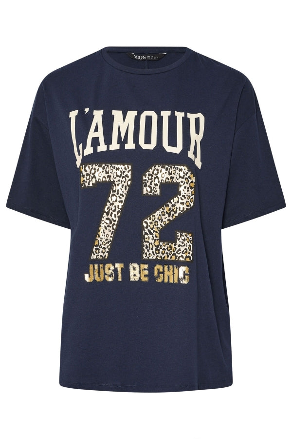 Büyük Beden Kısa Kollu Bisiklet Yaka Metalik Baskılı T-shirt 304180 T-shirt Vervegrand