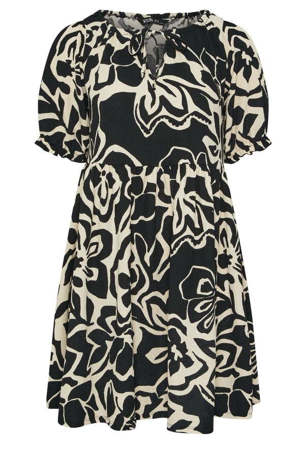 Büyük Beden Yakası Büzgülü Kısa Kollu Beli Lastikli Midi Elbise 304140 Elbise Vervegrand