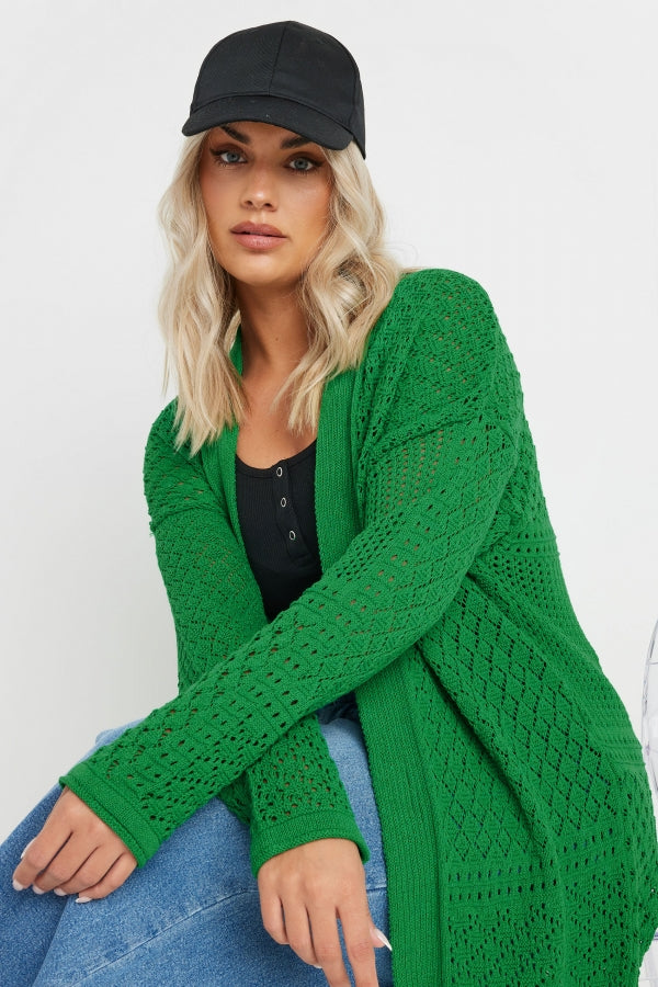 Büyük Beden Uzun Kollu Önü Kapamasız Uzun Dantel Hırka 302325 Vervegrand