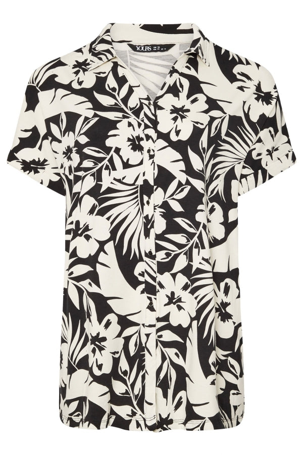 Büyük Beden Kısa Kollu Çiçek Desenli Gömlek 303686 Gömlek Vervegrand