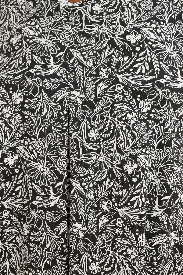 Büyük Beden Sıfır Kol V Yaka Çiçek Desenli Eteği Bollaşan Bluz 322683 Vervegrand