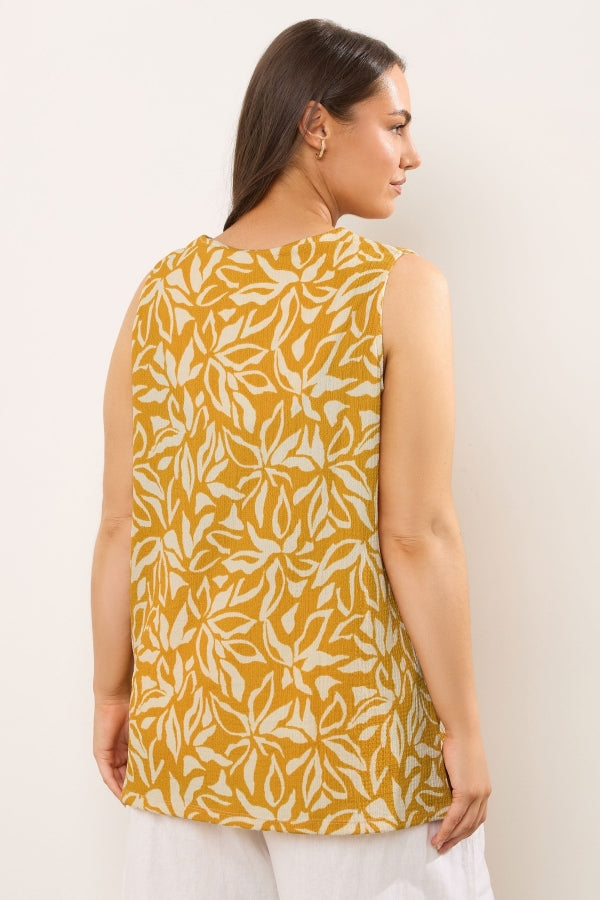 Büyük Beden V Yaka Sıfır Kol Çiçek Desenli Asimetrik Kesim T-shirt 616295 T-shirt Vervegrand