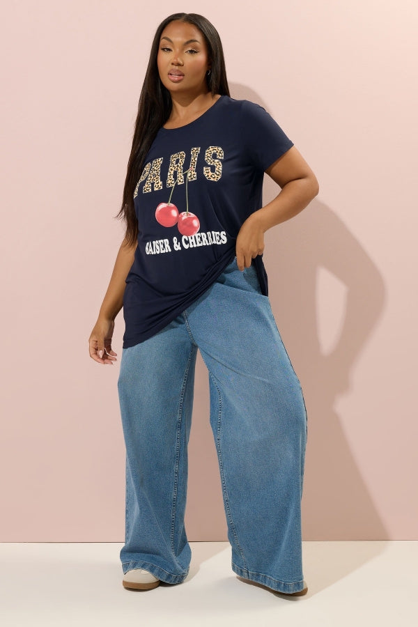 Büyük Beden Kısa Kollu Bisiklet Yaka Baskılı T-shirt 304174 Vervegrand