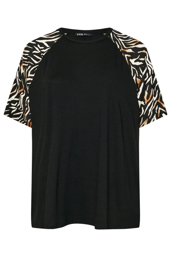 Büyük Beden Kısa Kollu Bisiklet Yaka Leopar Desenli T-shirt 303736 T-shirt Vervegrand