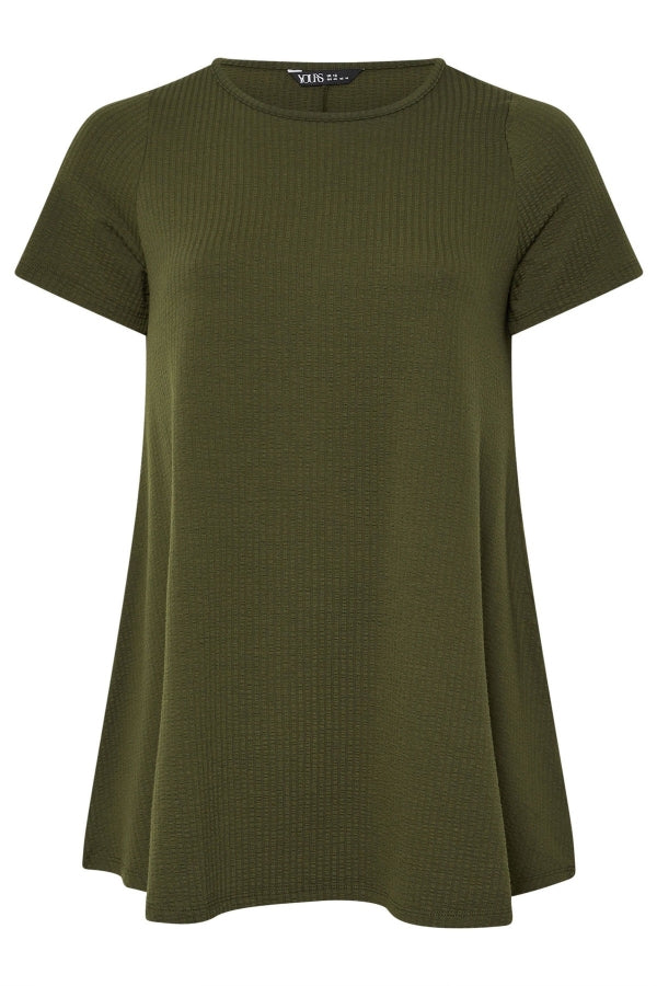 Büyük Beden Bisiklet Yaka Kısa Kollu Dokulu Uzun T-shirt 304001 T-shirt Vervegrand