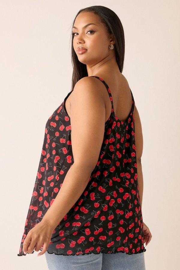 Büyük Beden V Yaka Askılı İp Detaylı Desenli T-shirt 322672 T-shirt Vervegrand