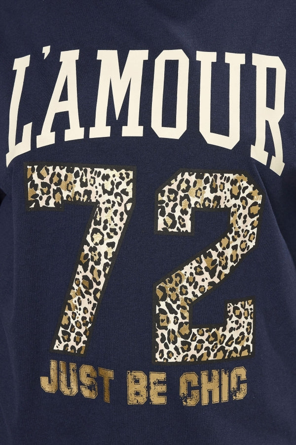 Büyük Beden Kısa Kollu Bisiklet Yaka Metalik Baskılı T-shirt 304180 T-shirt Vervegrand