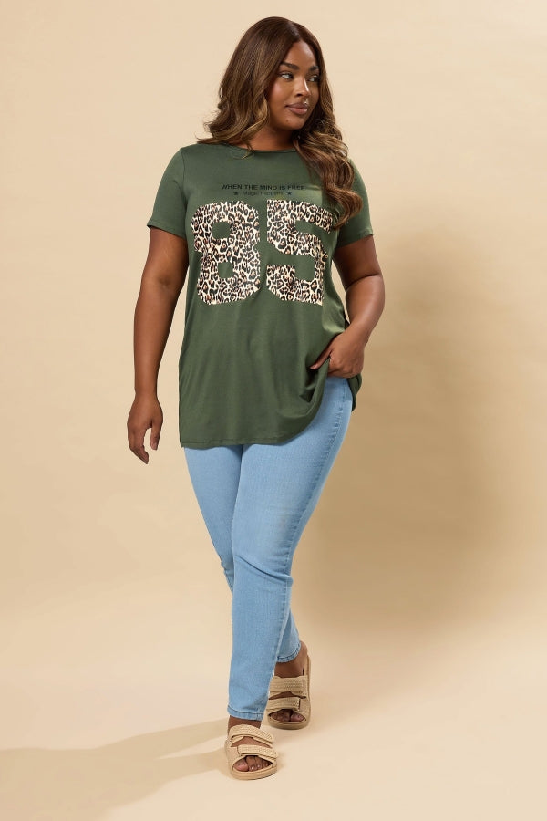 Büyük Beden Bisiklet Yaka Kısa Kollu Baskılı T-shirt 304172 T-shirt Vervegrand