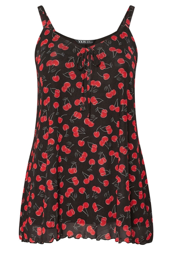 Büyük Beden V Yaka Askılı İp Detaylı Desenli T-shirt 322672 T-shirt Vervegrand