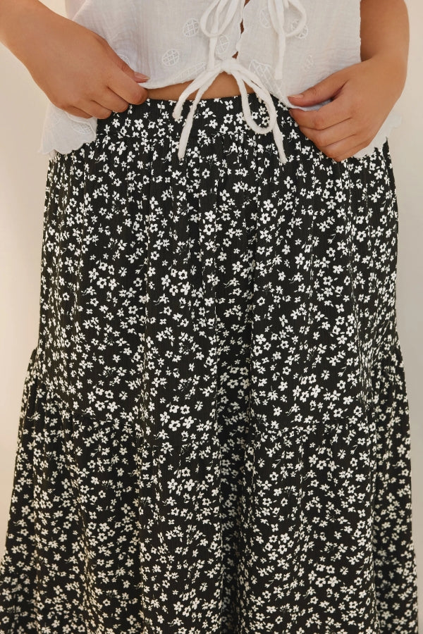 Büyük Beden Uzun Kesim Cepsiz Beli Lastikli Desenli Etek 160320 Vervegrand