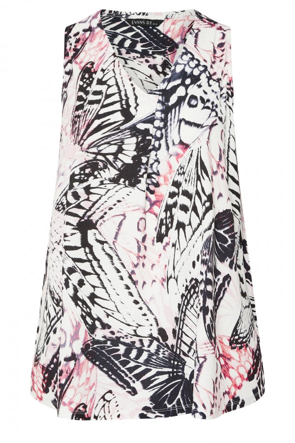 Büyük Beden V Yaka Sıfır Kol Desenli Asimetrik Kesim T-shirt 616291 T-shirt Vervegrand