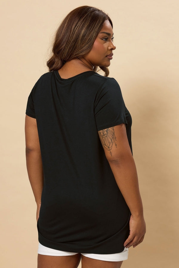 Büyük Beden Bisiklet Yaka Kısa Kollu Baskılı T-shirt 304176 T-shirt Vervegrand