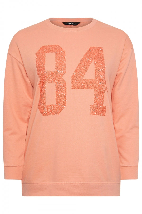 Büyük Beden Bisiklet Yaka Uzun Kollu Payet İşlemeli Sweatshirt 303142 Vervegrand