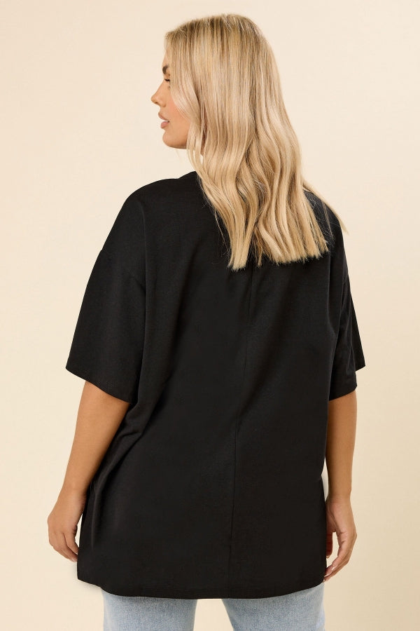 Büyük Beden Bisiket Yaka Kısa Kollu Yazı Baskılı T-shirt 304287 Vervegrand