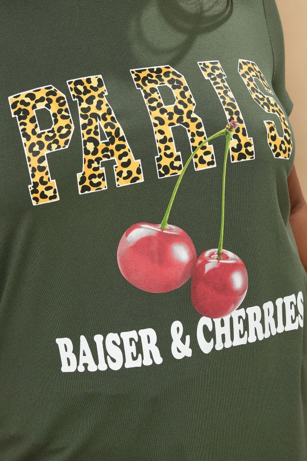 Büyük Beden Bisiklet Yaka Kısa Kollu Parlak Baskılı T-shirt 304175 Vervegrand