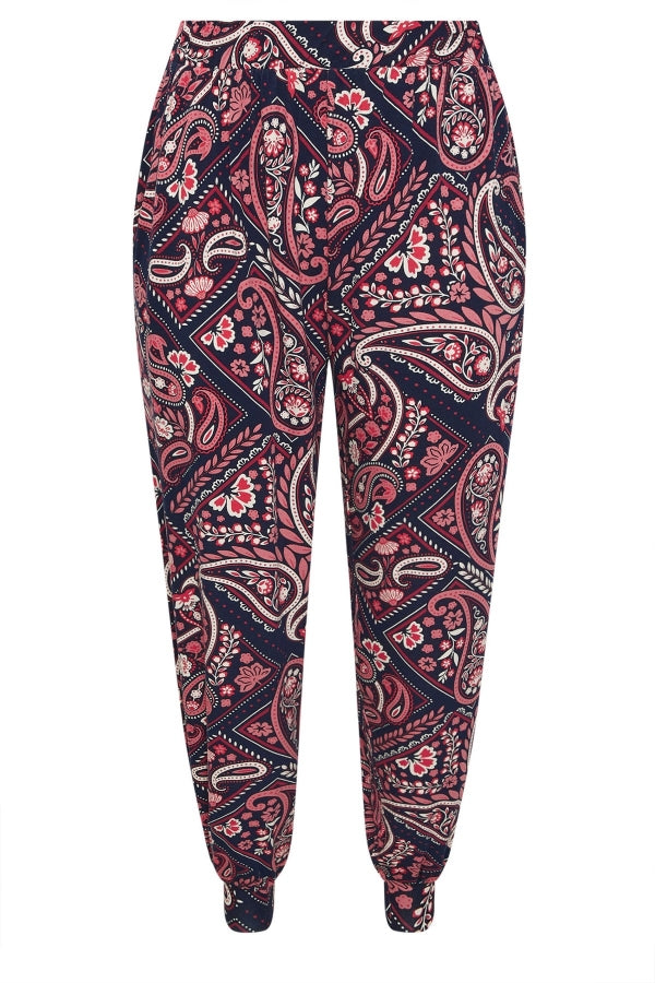 Büyük Beden Cepli Beli Paçası Lastikli Etnik Desenli Pantolon 310144 Vervegrand