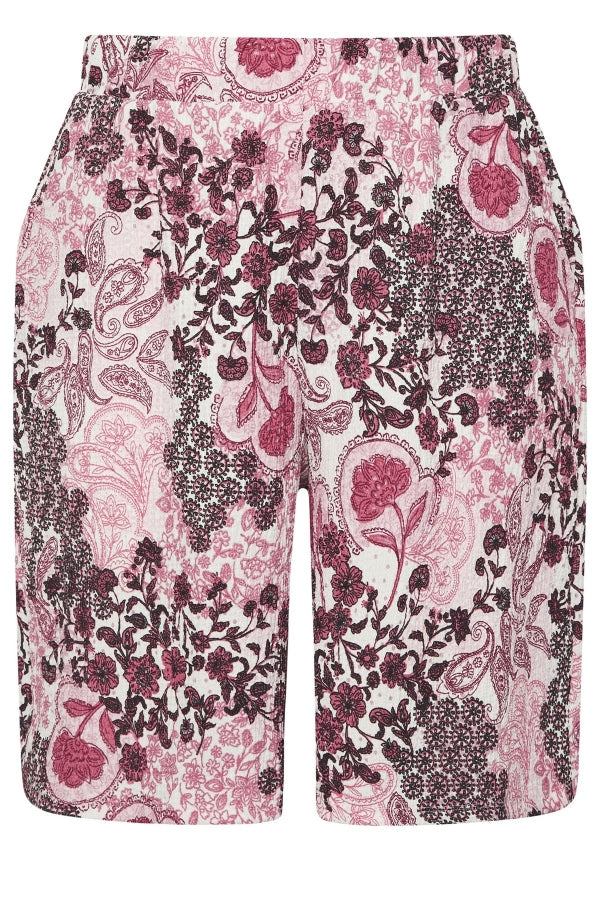 Büyük Beden Cepli Bürümcük Kumaş Baskılı Şort 145354 Vervegrand